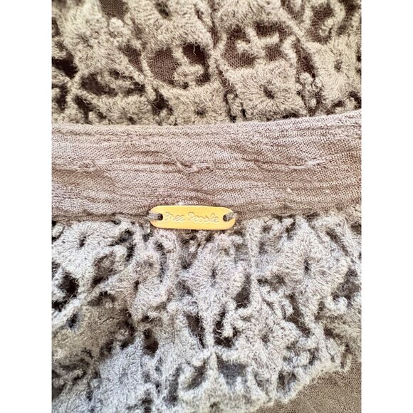 Free People Black Crochet Lace Back Oversized Button Down Blouse L - Picture 7 of 7